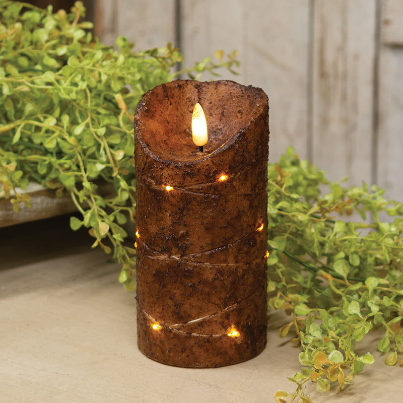 Timer Pillar Wrapped Burnt Coffee Brown
