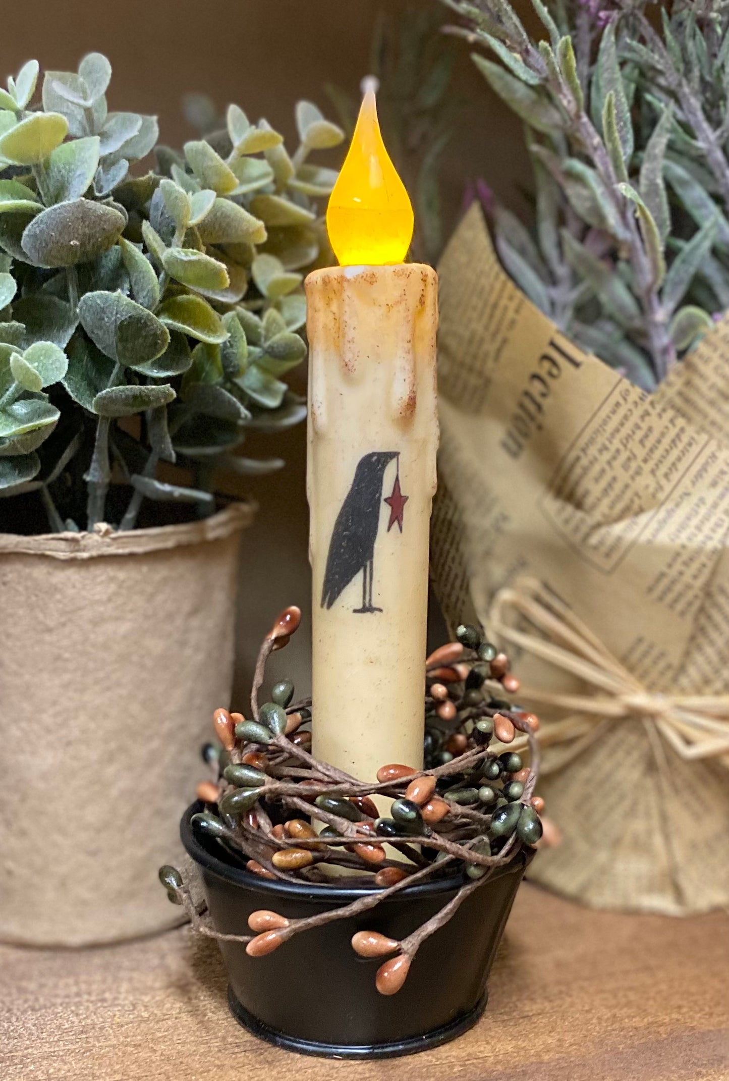 Primitive Stenciled Timer Tapers