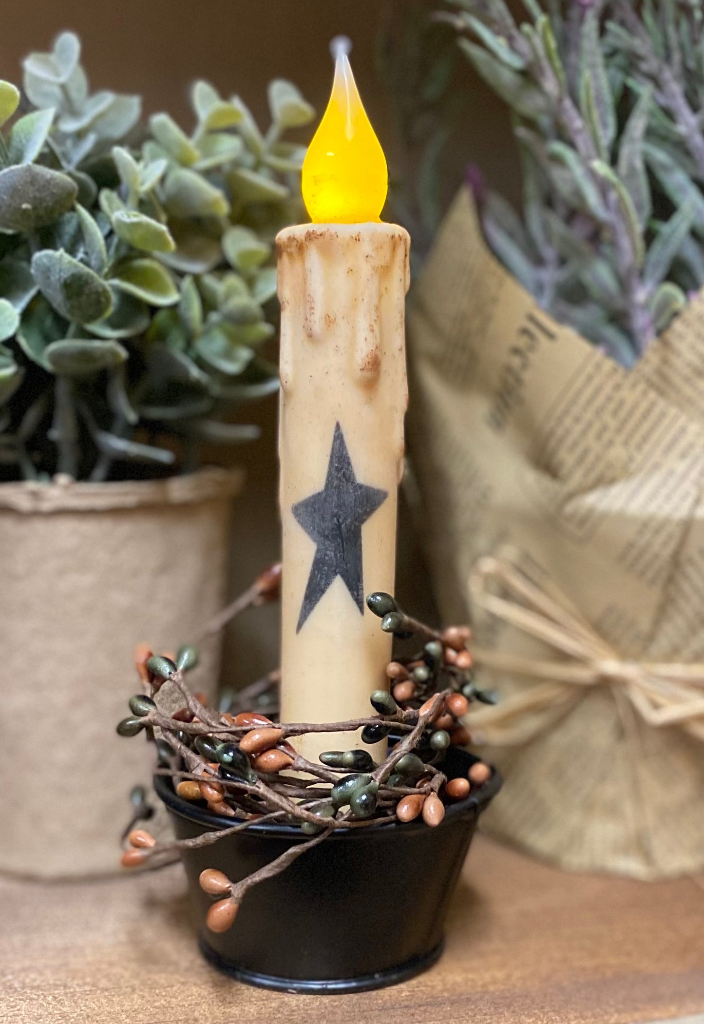 Primitive Stenciled Timer Tapers