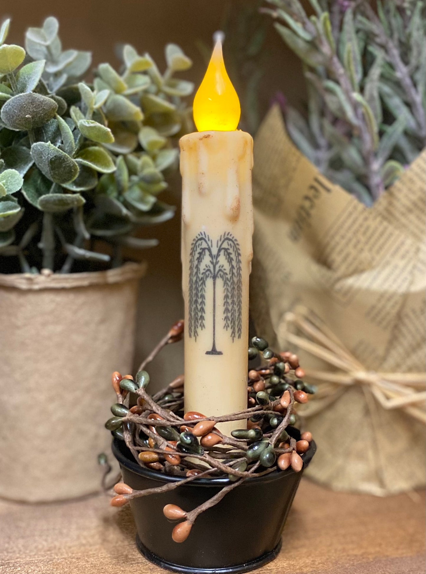 Primitive Stenciled Timer Tapers