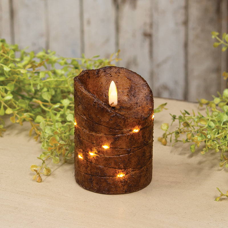 Timer Pillar Wrapped Burnt Coffee Brown