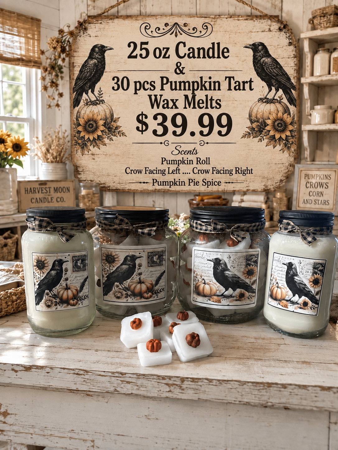 Crow Sets 25oz Candle And 30pcs Wax Melts