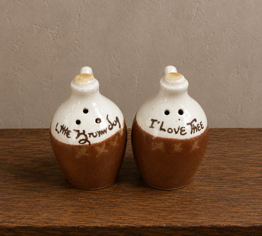 Vintage Little Brown Jugs Salt & Pepper