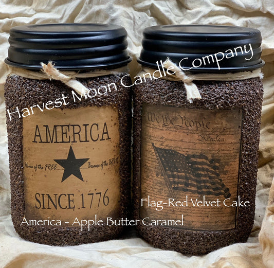 64oz Grubby Mason Jar Candles Home of The Free Because