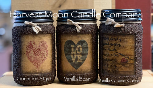 16 oz LOVE Grubby Mason Jar Candles