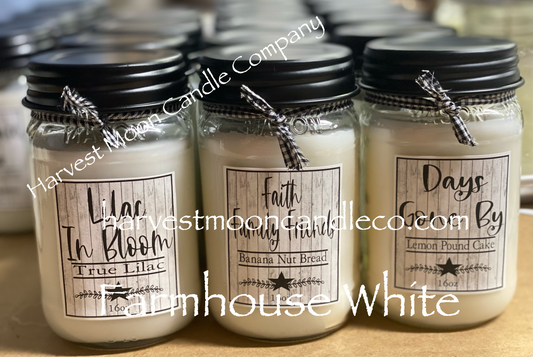 16oz Mason Jar White Farmhouse Candle